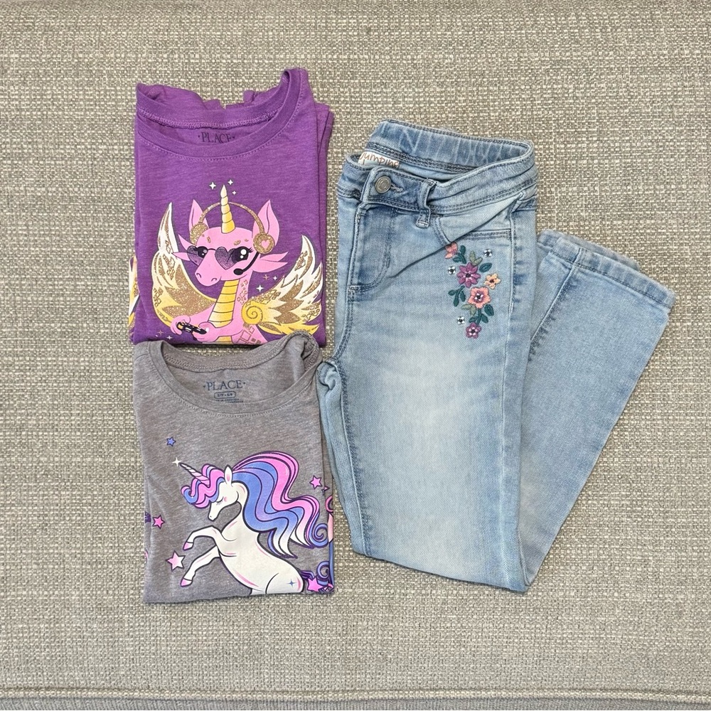 Bundle- Jumping Beans Purple and Gray Unicorn Tees